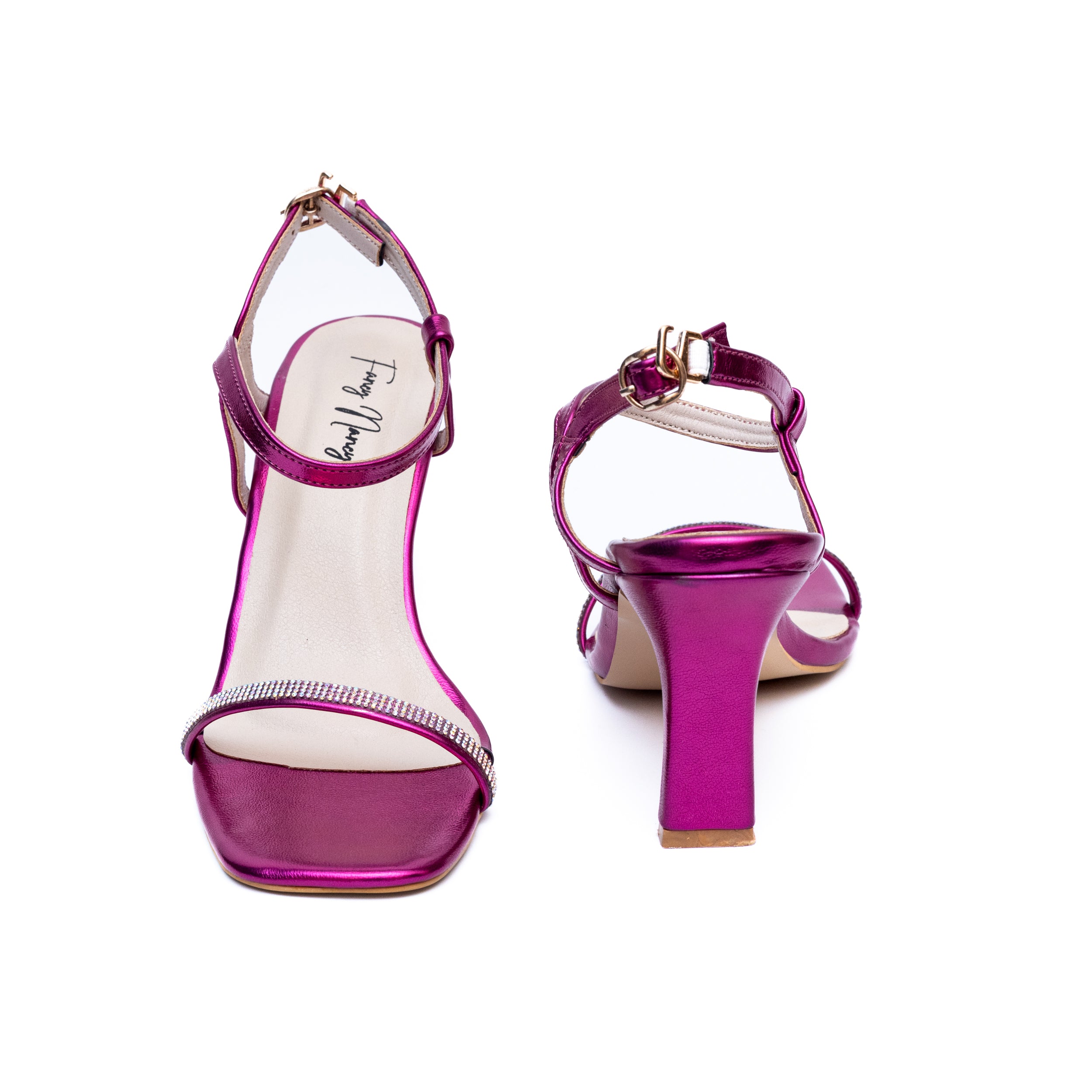 Shimmer Strap Heels - Pink