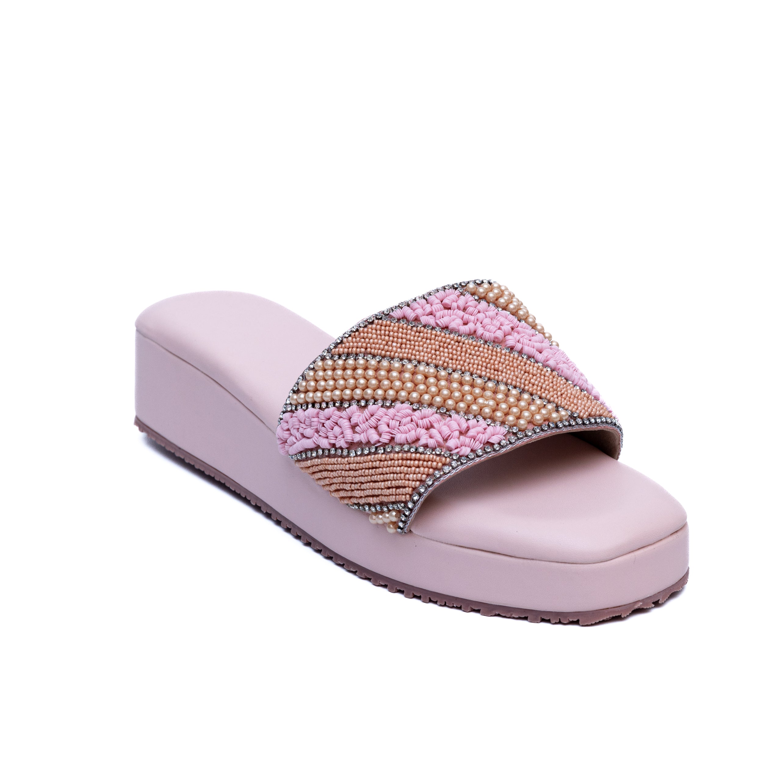 Embroidered Strap Platform - Pink