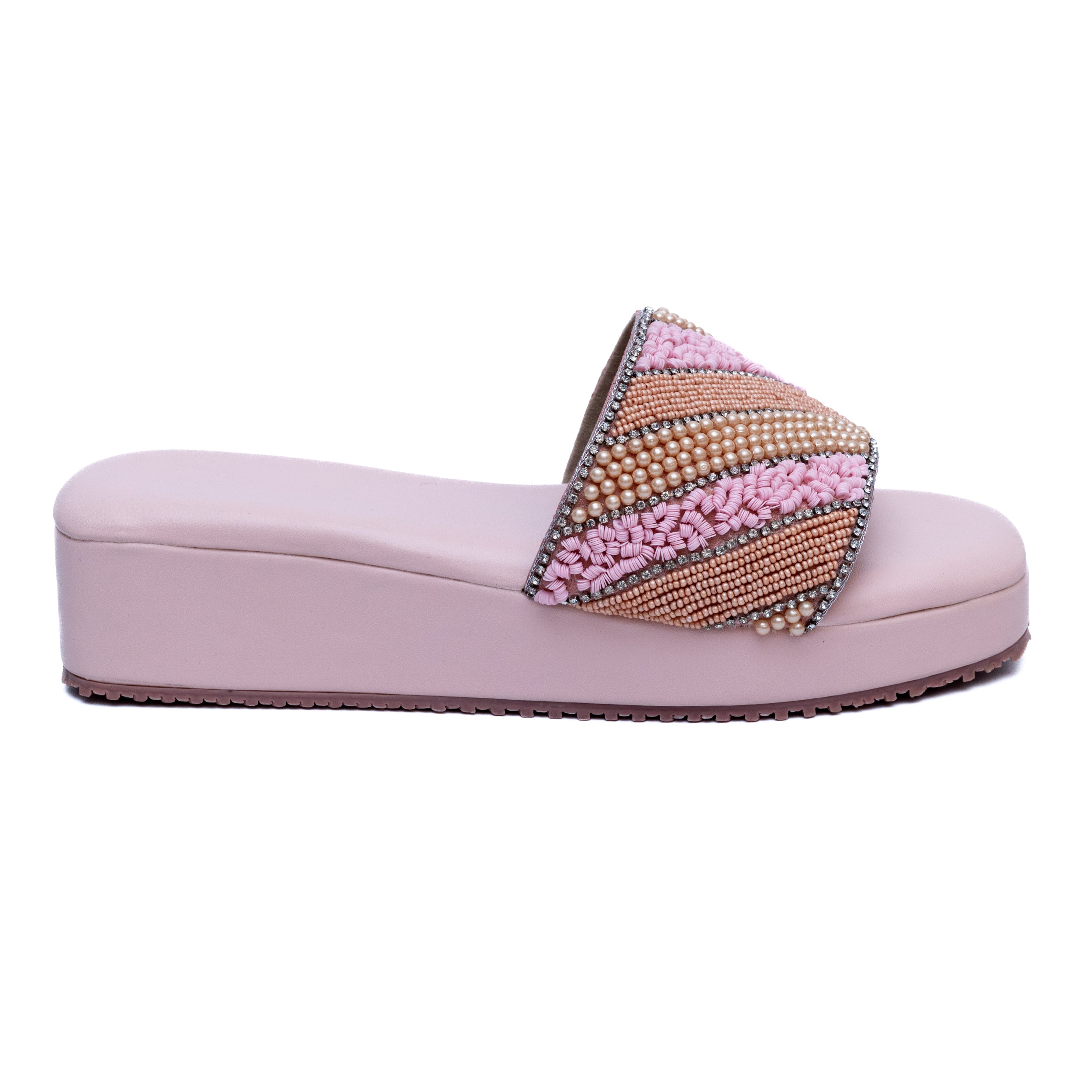 Embroidered Strap Platform - Pink