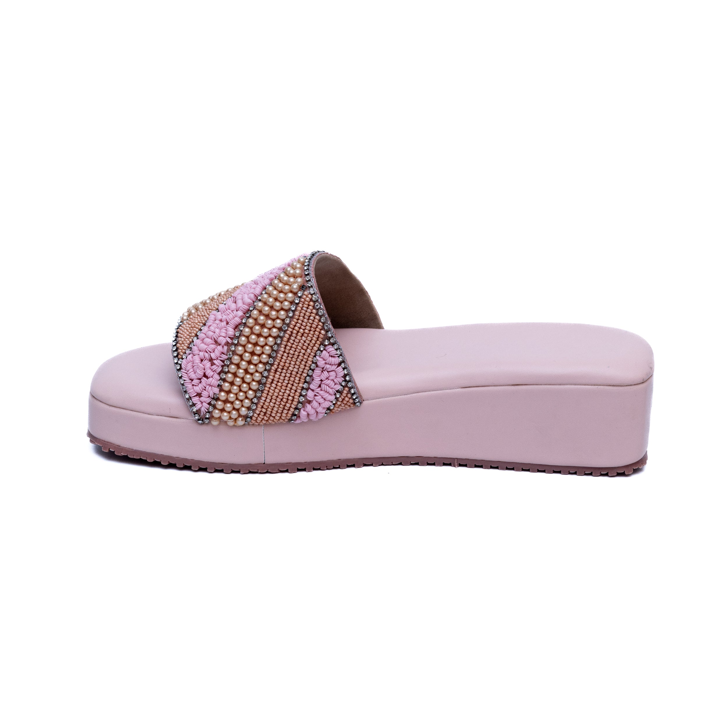 Embroidered Strap Platform - Pink