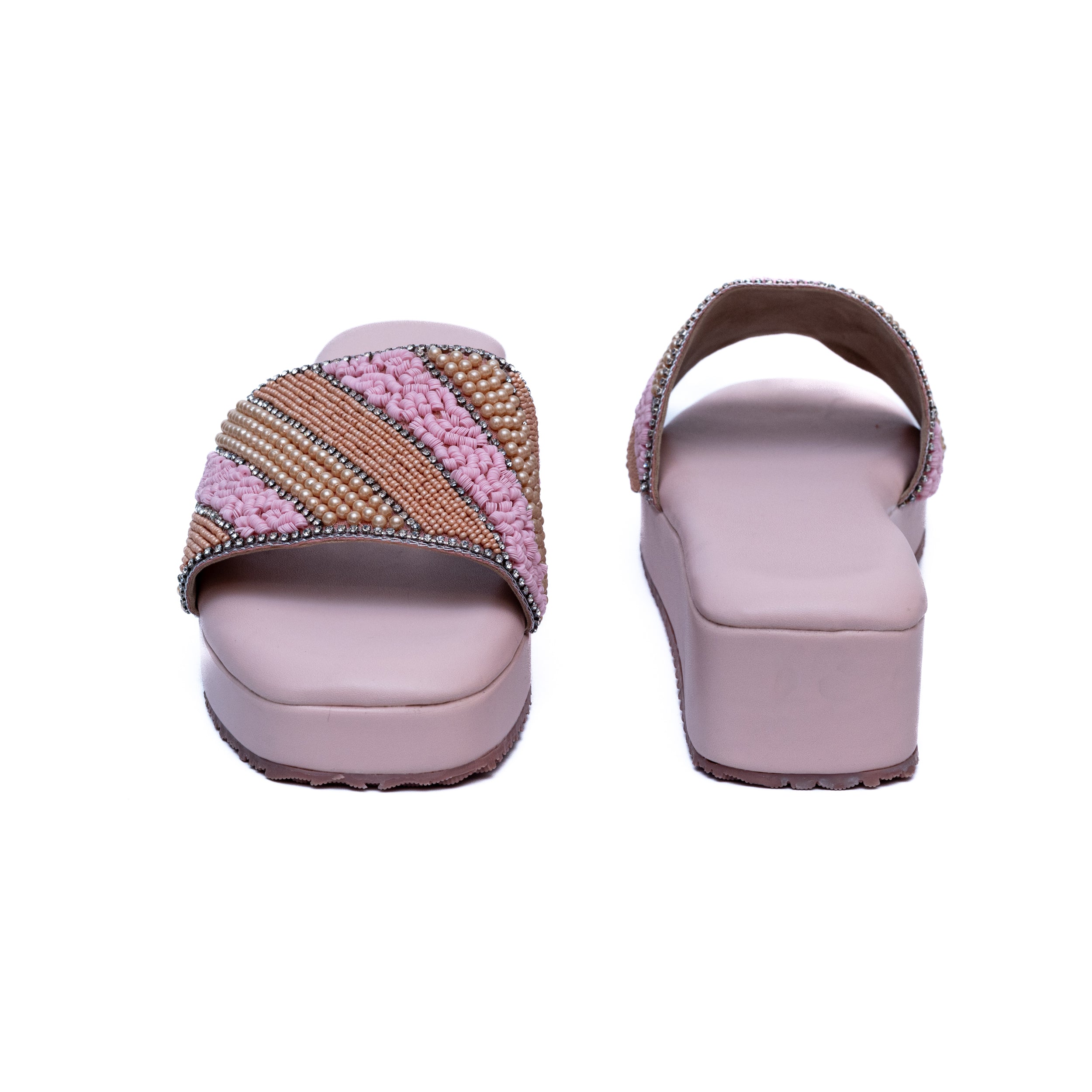 Embroidered Strap Platform - Pink