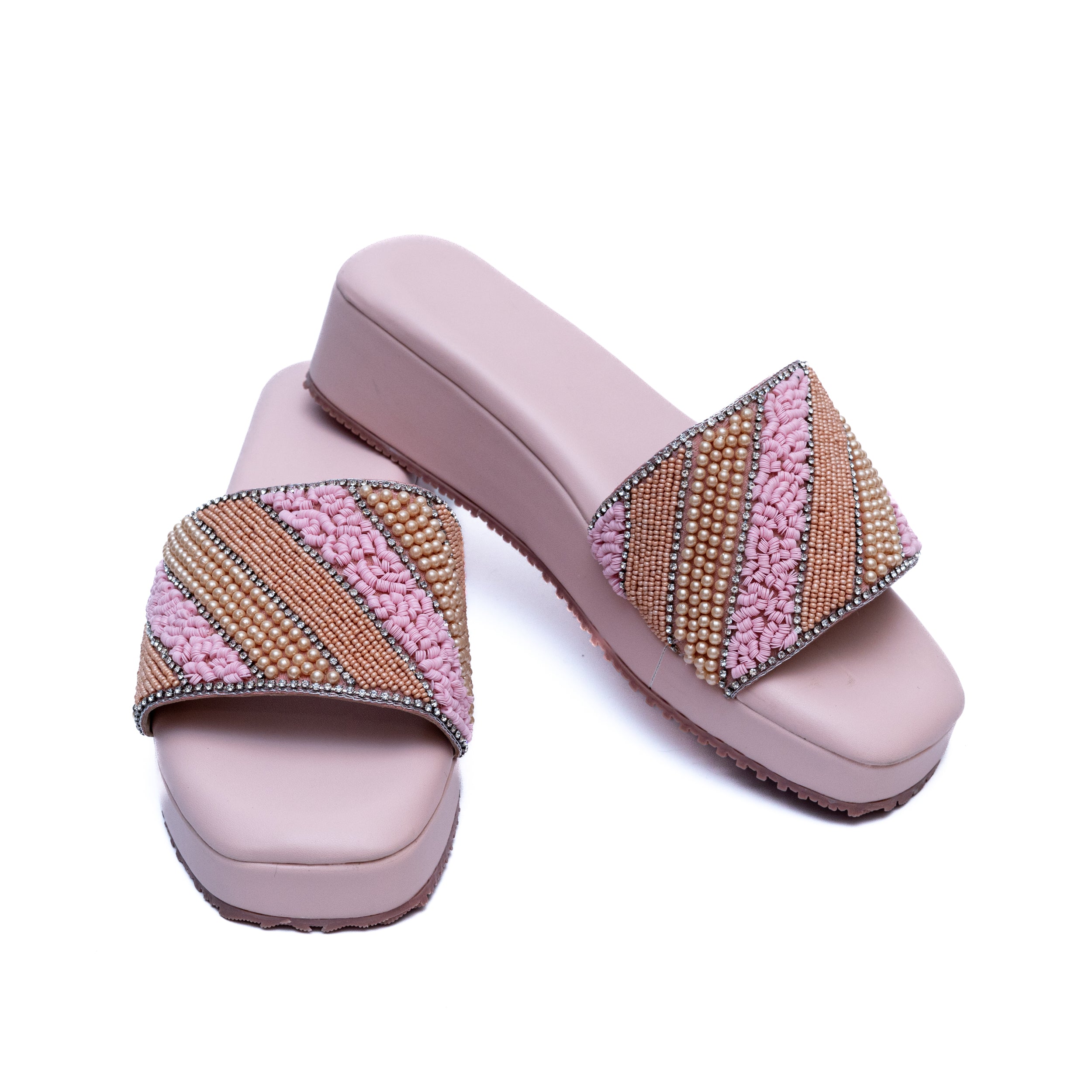 Embroidered Strap Platform - Pink