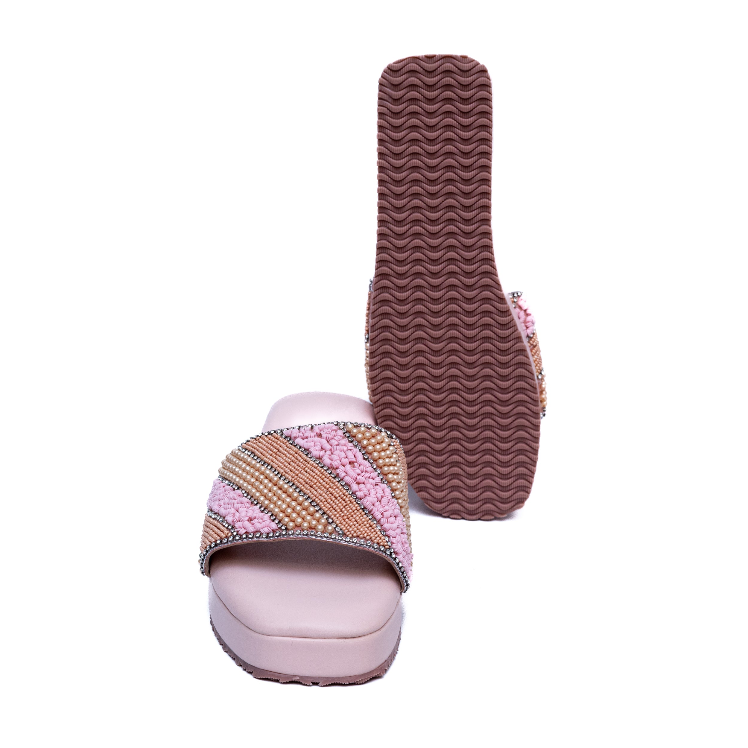 Embroidered Strap Platform - Pink