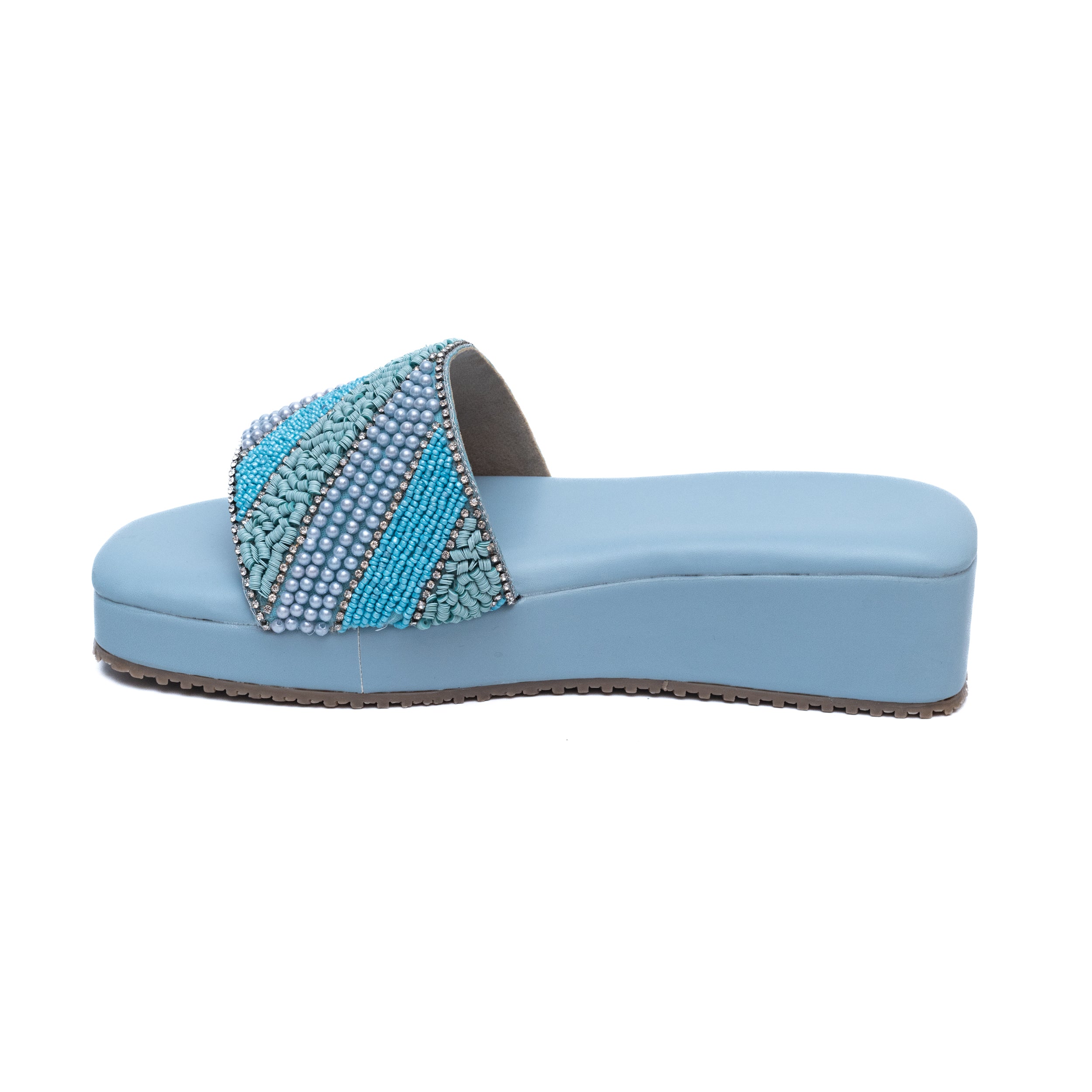 Embroidered Strap Platform - Blue