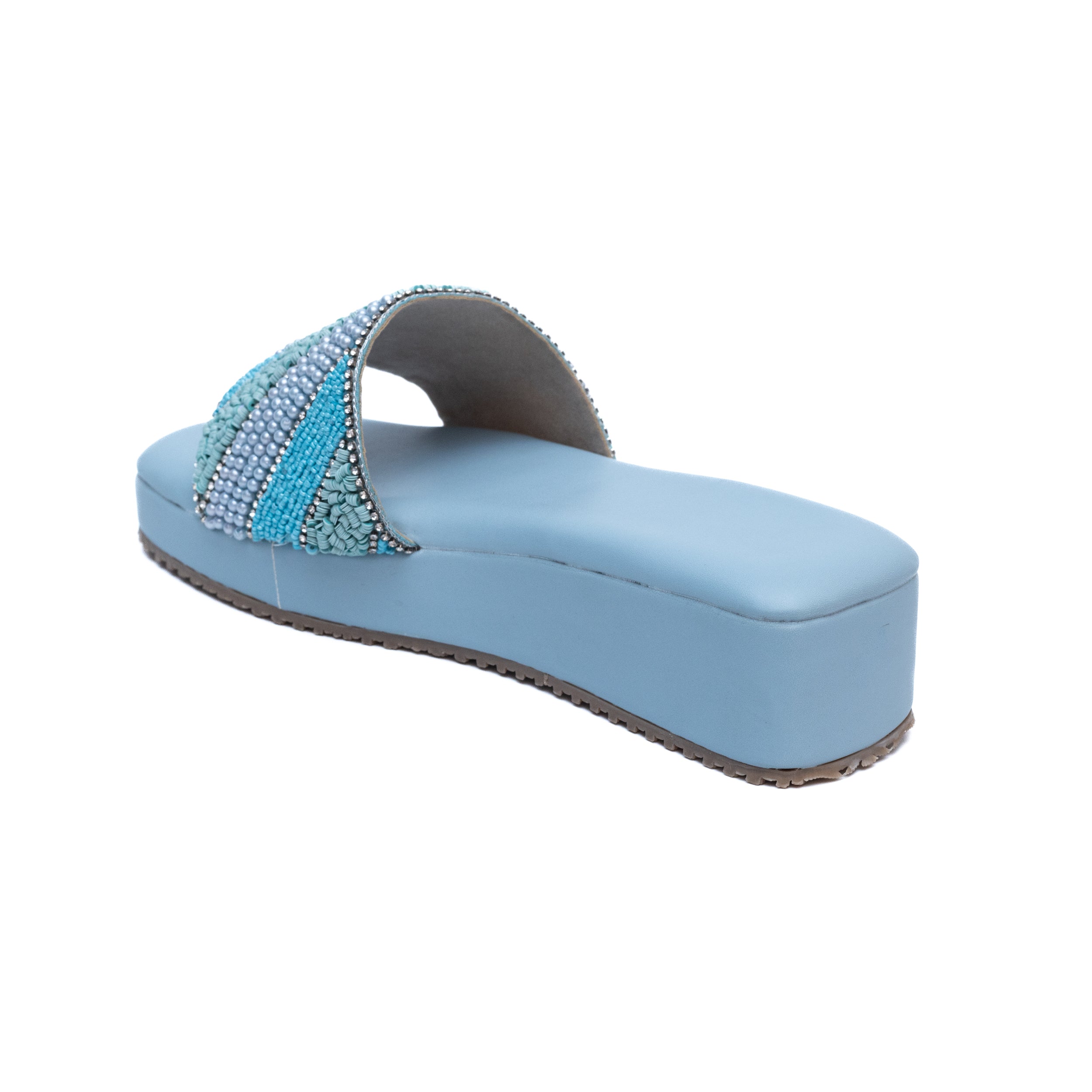 Embroidered Strap Platform - Blue