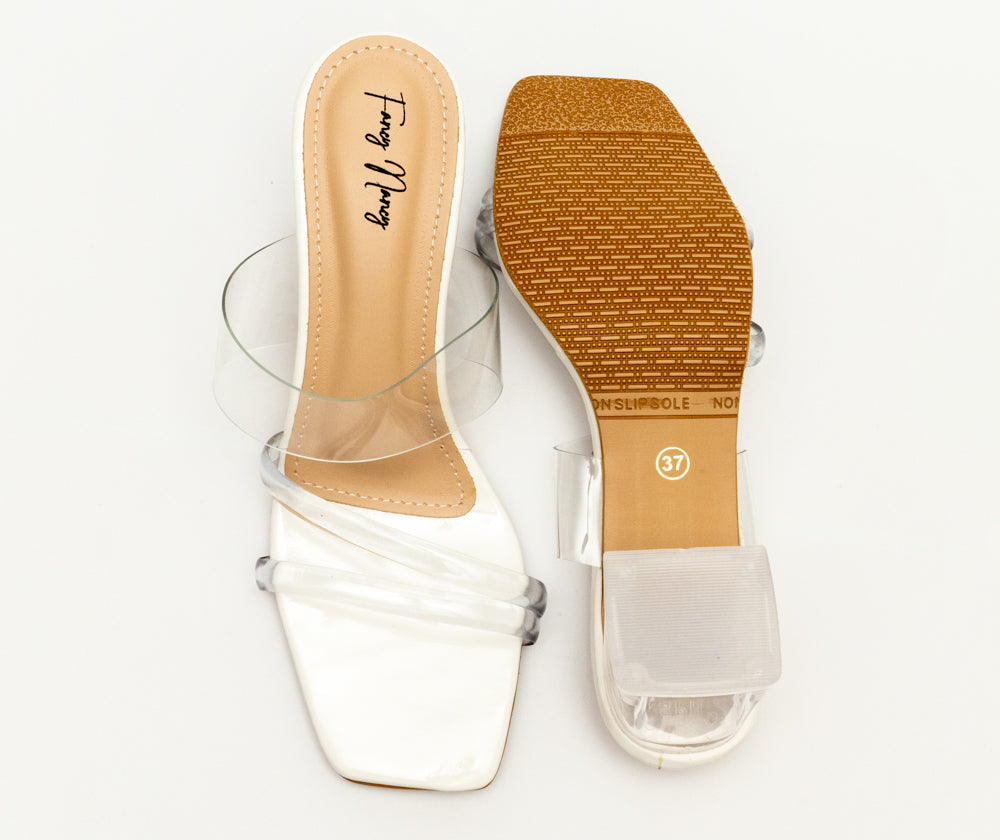 Triple Strap Heels White Dapperfeet