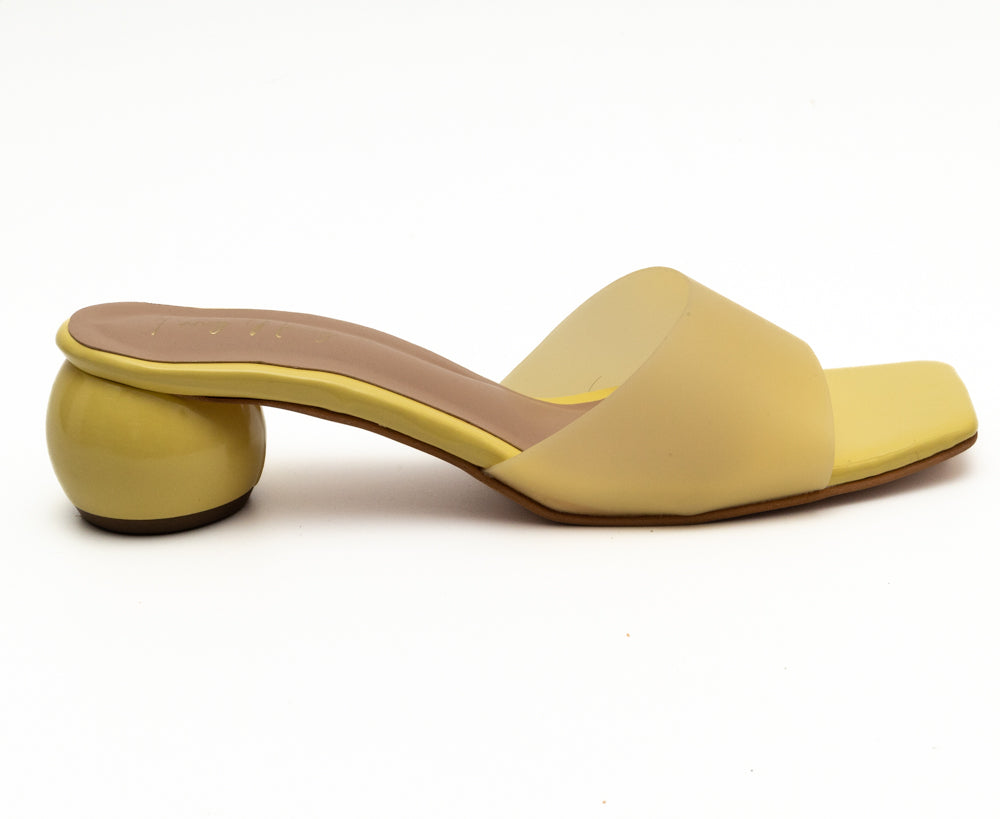 Round Heel Mules - Yellow