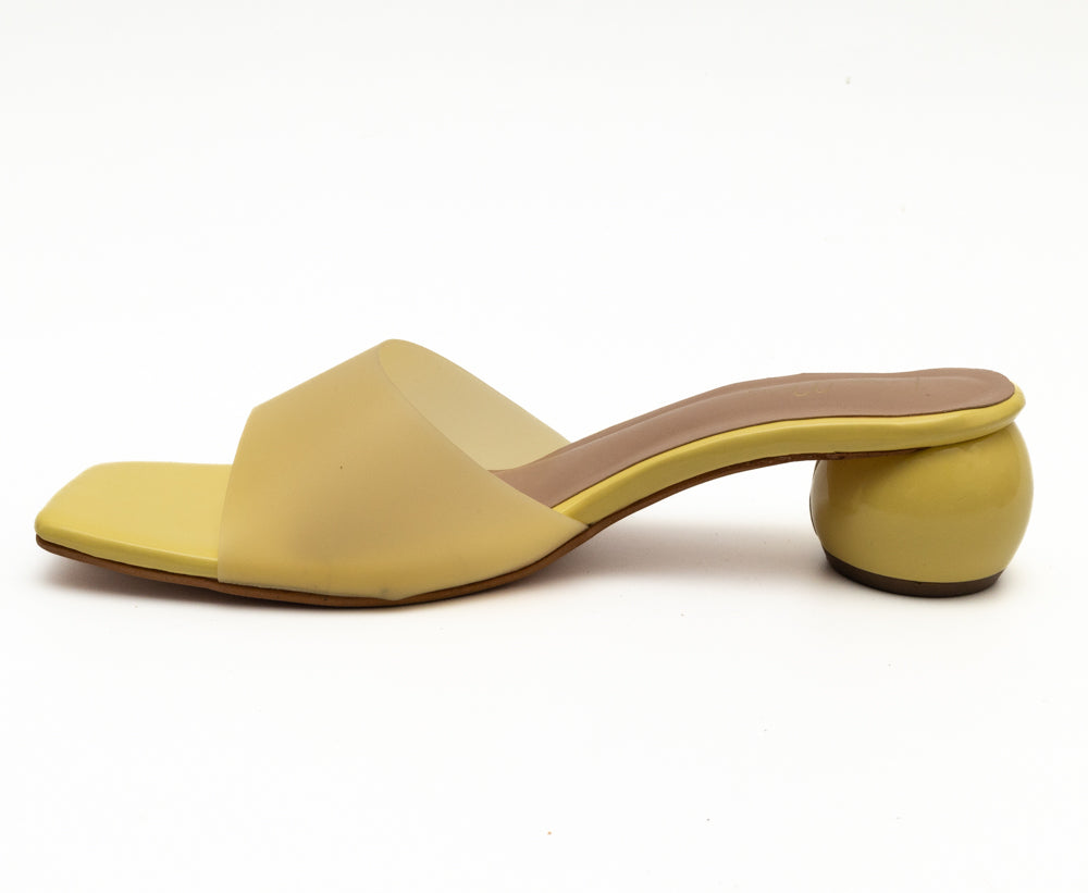 Round Heel Mules - Yellow