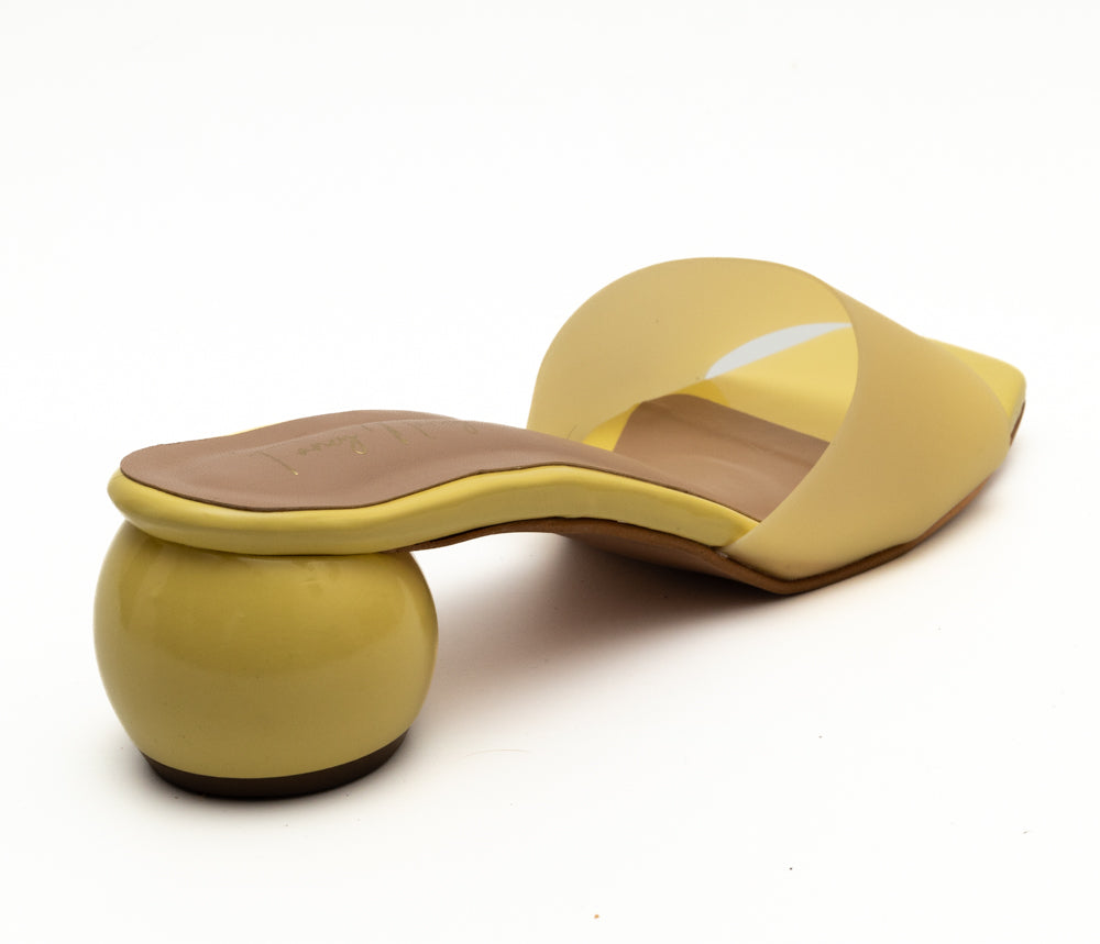 Round Heel Mules - Yellow