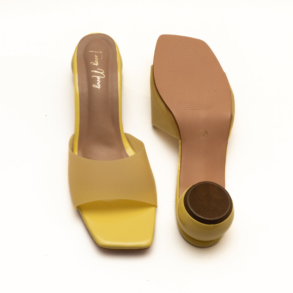 Round Heel Mules - Yellow