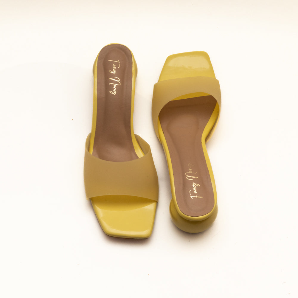 Round Heel Mules - Yellow