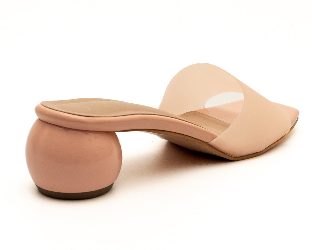 Round Heel Mules - Peach