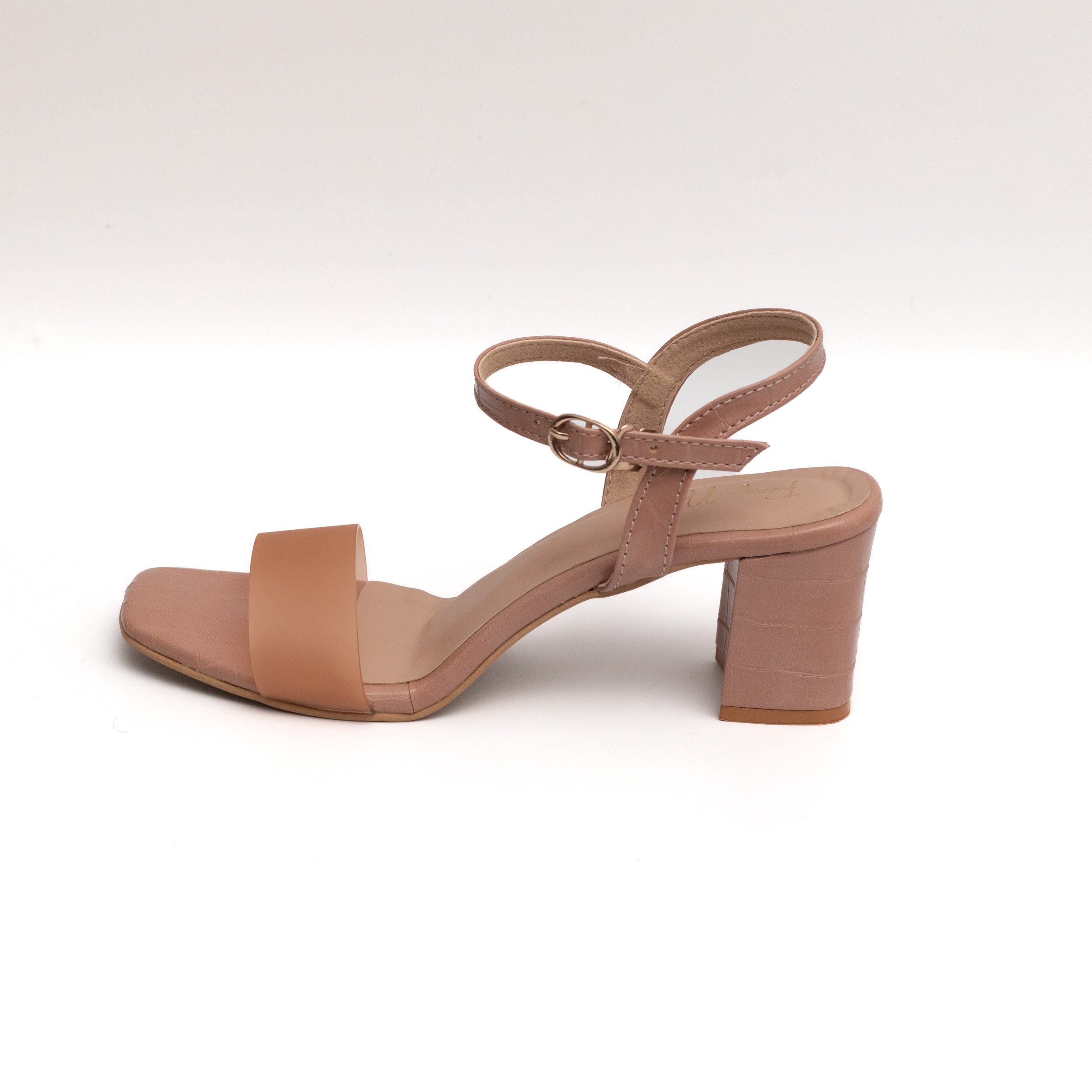 Smokey Buckle Strap Mules - Peach