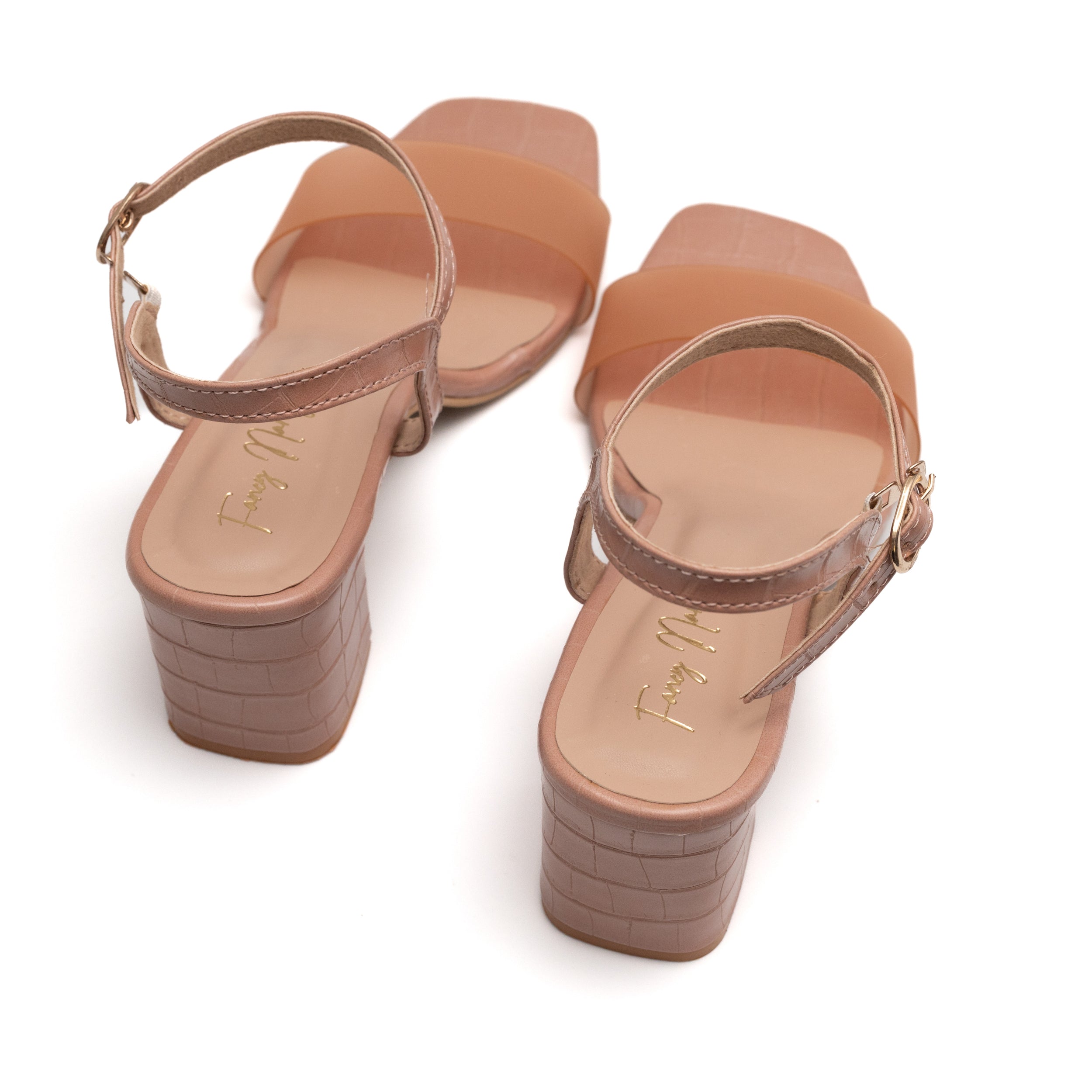 Smokey Buckle Strap Mules - Peach