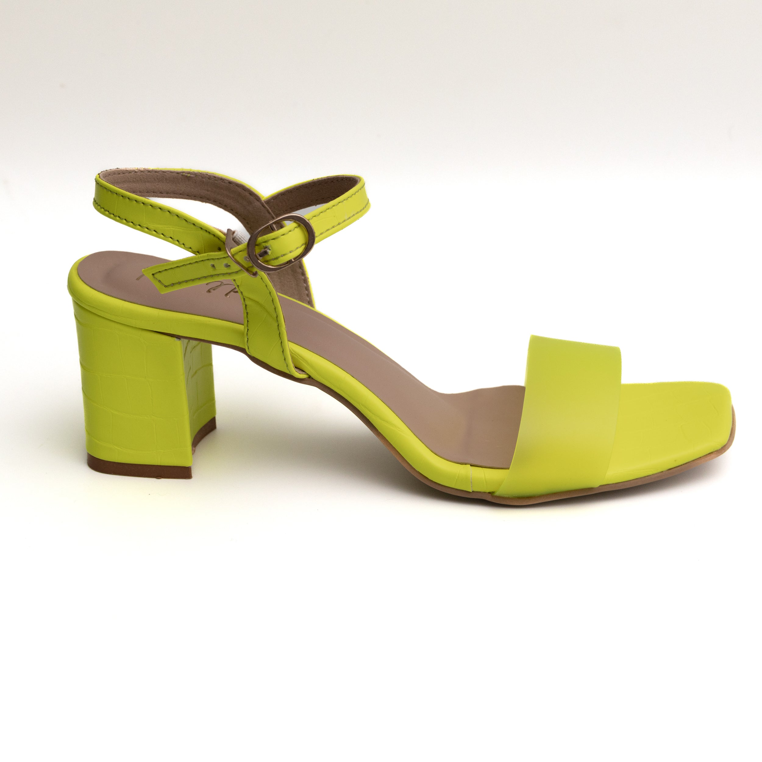 Smokey Buckle Strap Mules - Neon Green