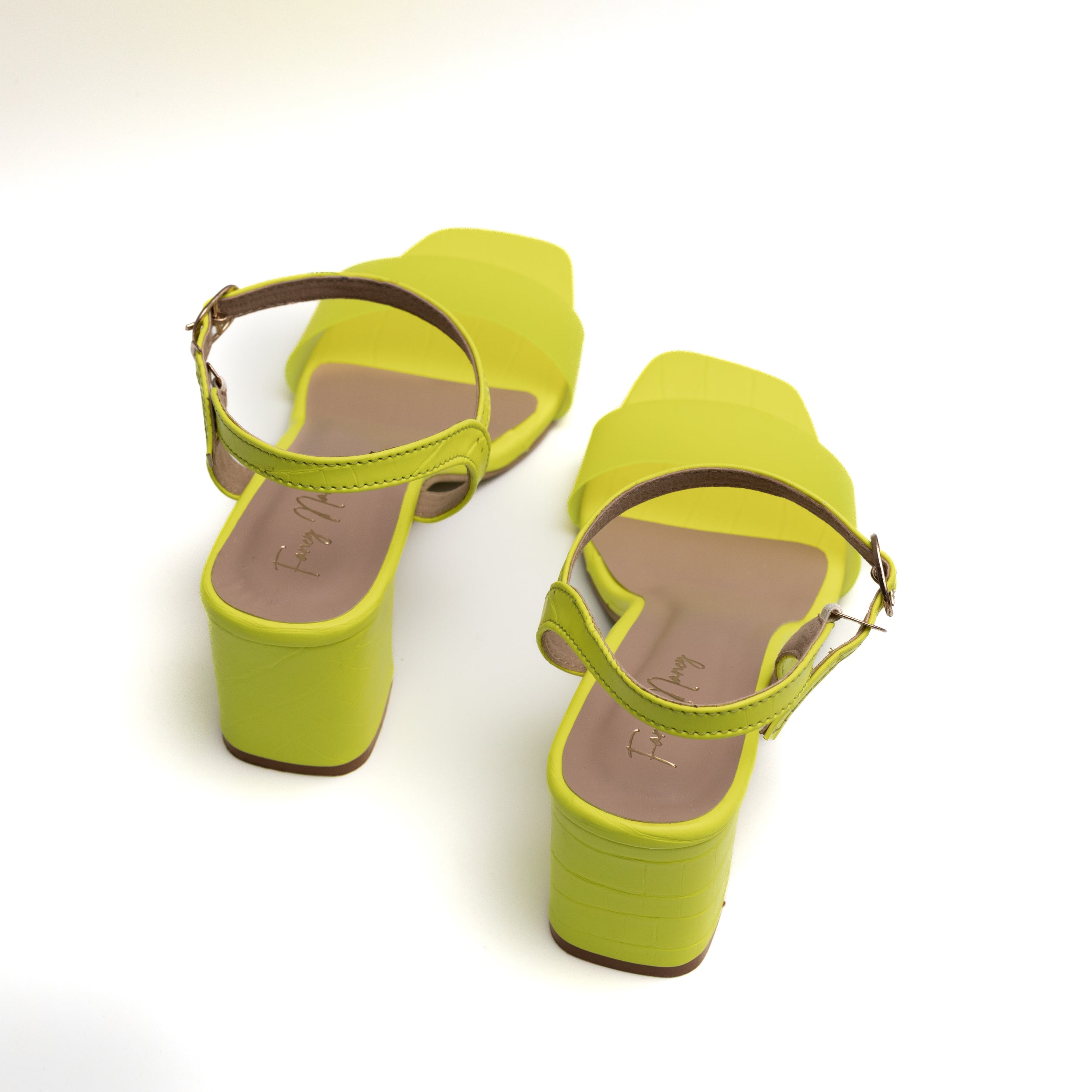 Smokey Buckle Strap Mules - Neon Green