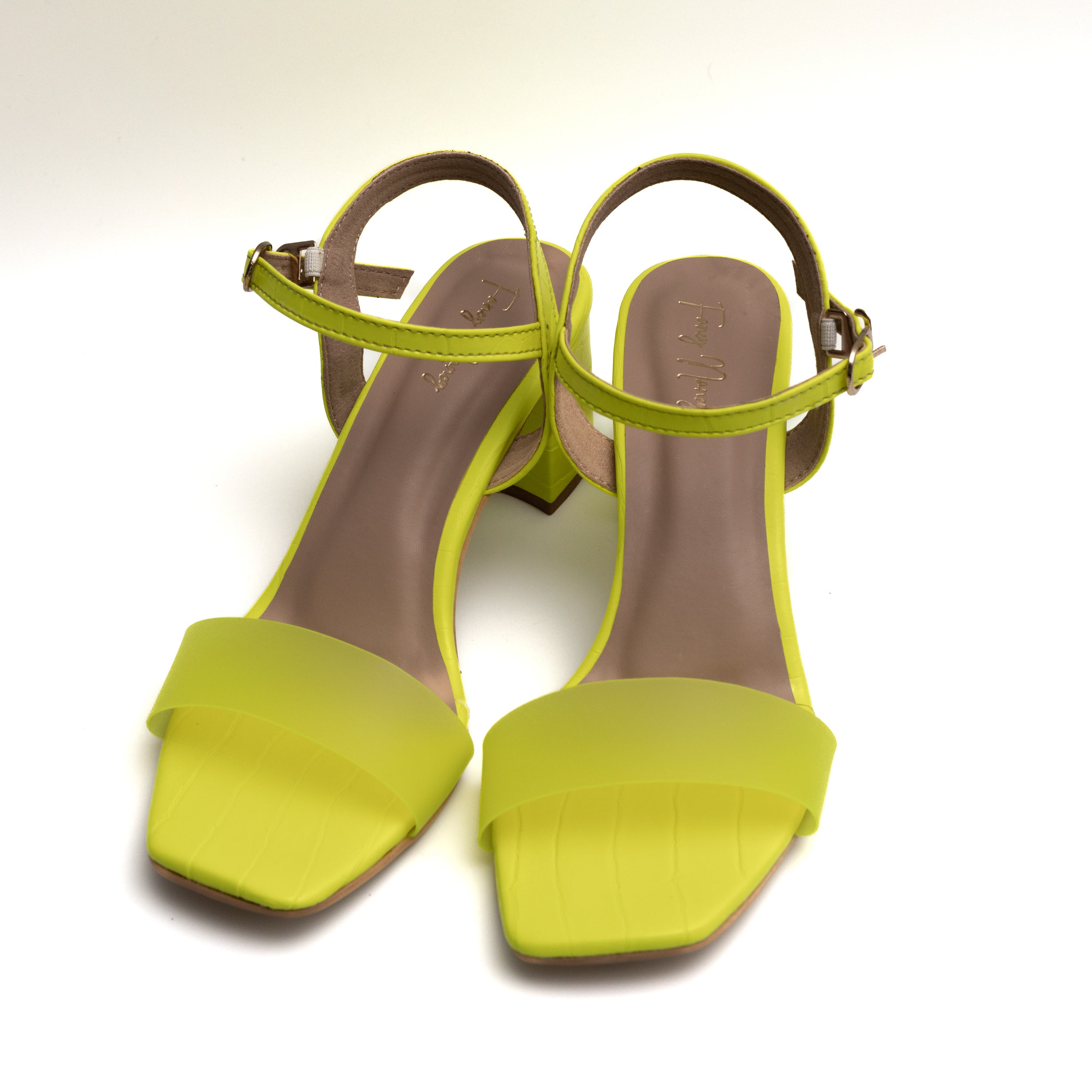 Smokey Buckle Strap Mules - Neon Green