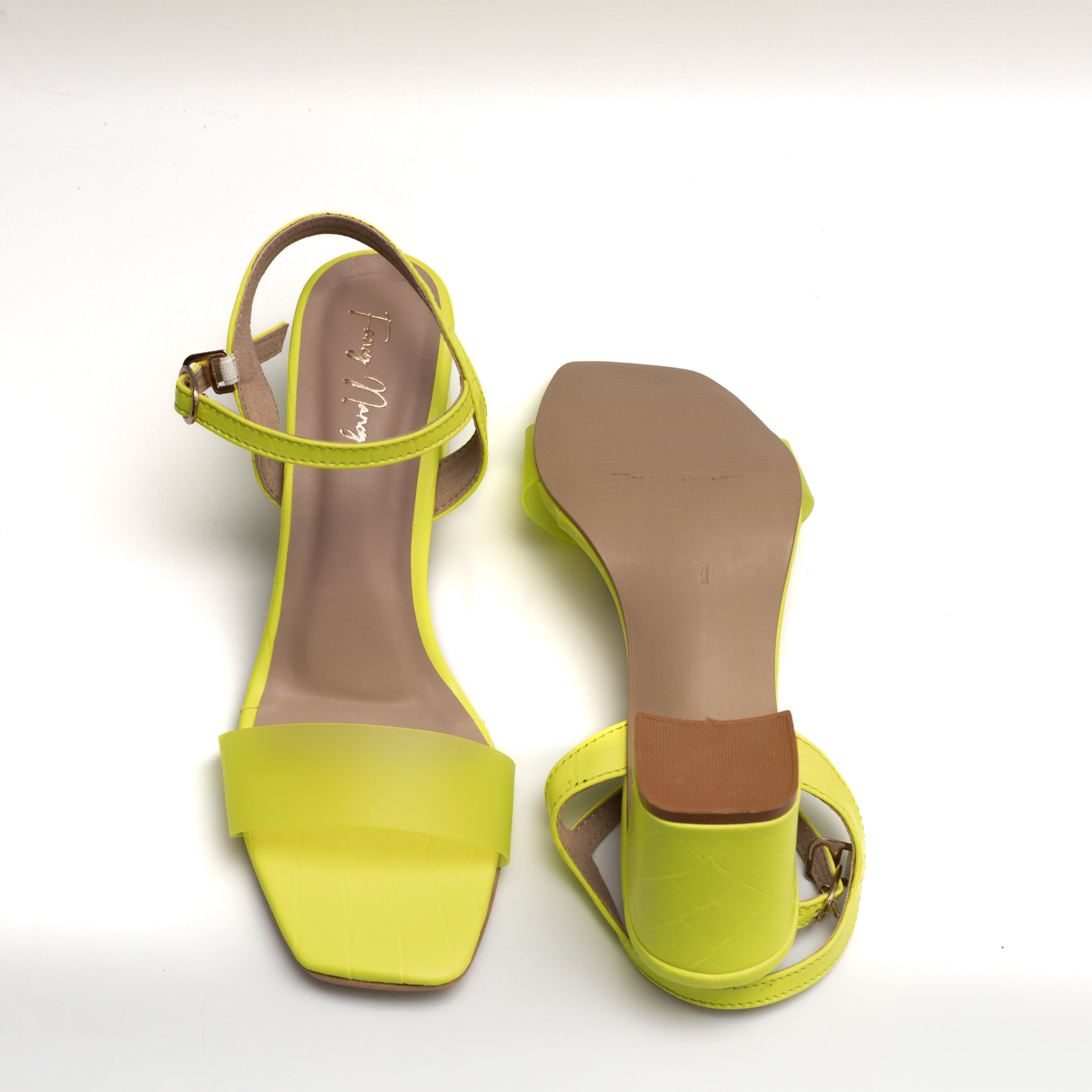 Smokey Buckle Strap Mules - Neon Green