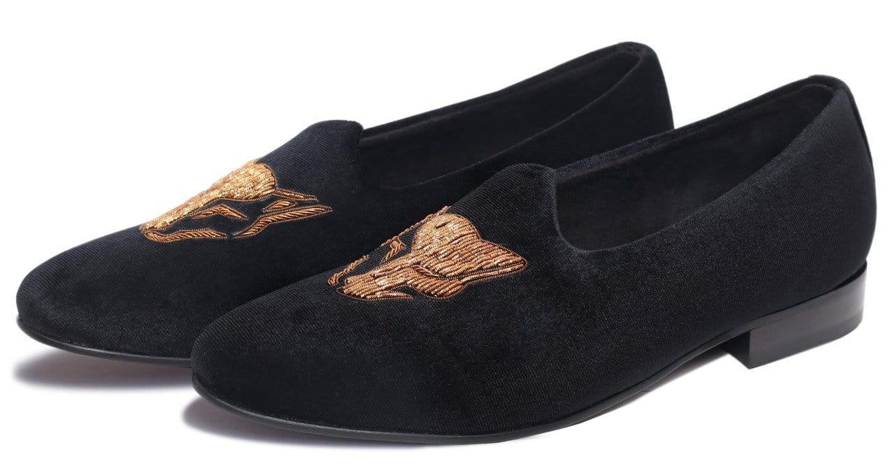 Wolf Zardozi Saagans Velvet - Black - Dapperfeet