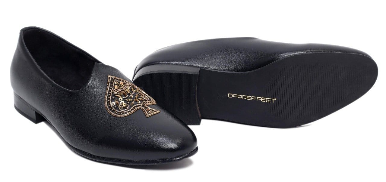 Spade Zardozi Saagans Faux Leather - Black - Dapperfeet