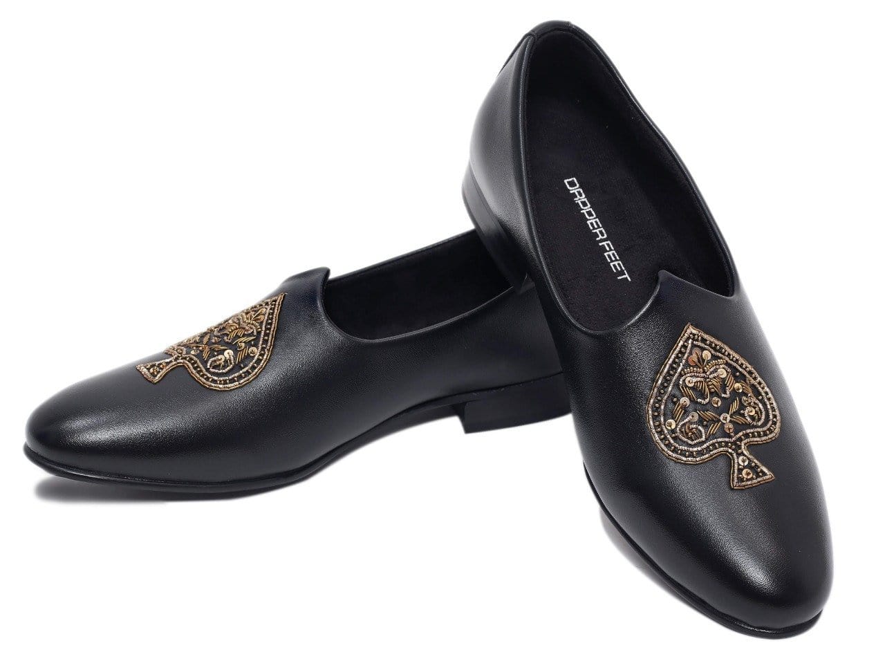 Spade Zardozi Saagans Faux Leather - Black - Dapperfeet