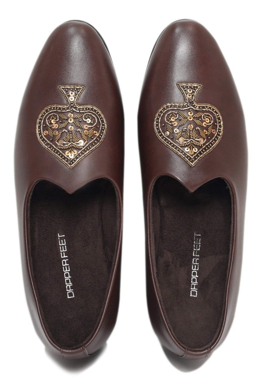 Spade Zardozi Saagans Faux Leather - Brown - Dapperfeet