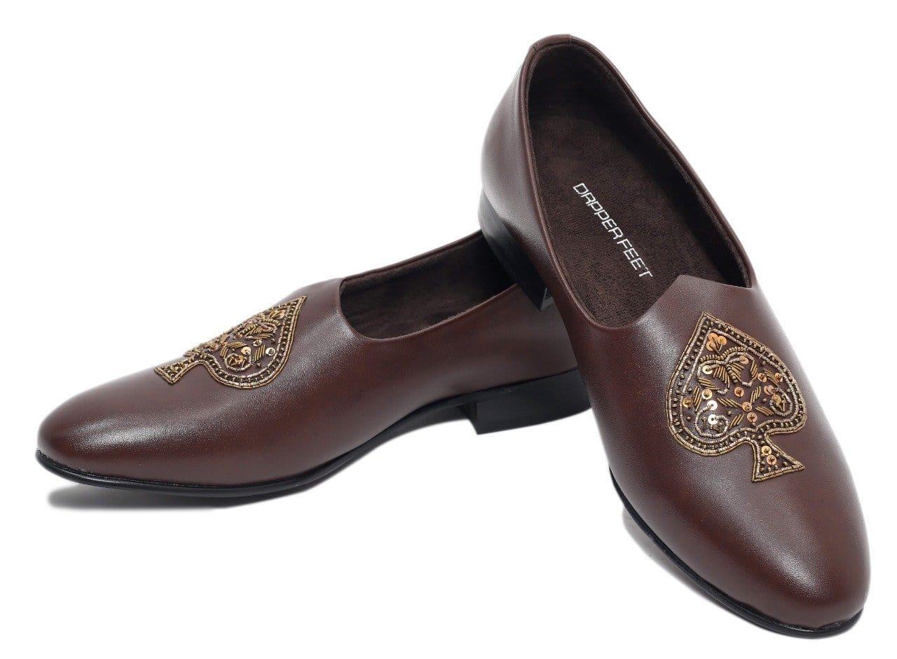Spade Zardozi Saagans Faux Leather - Brown - Dapperfeet