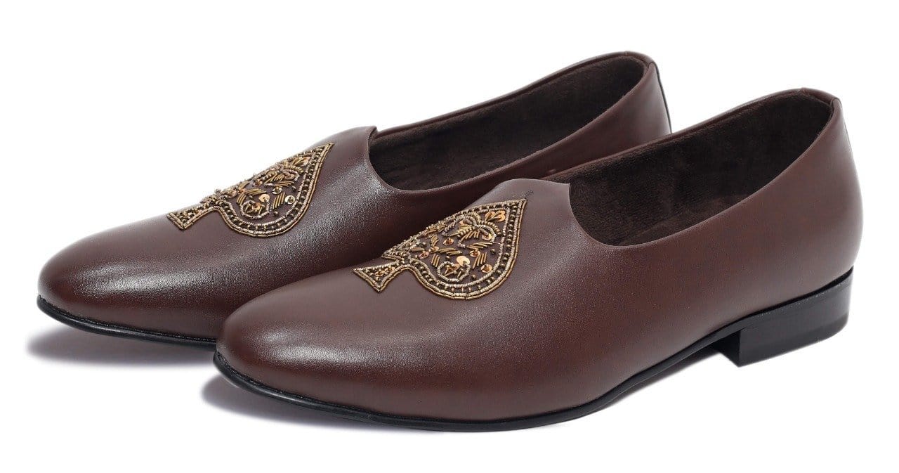 Spade Zardozi Saagans Faux Leather - Brown - Dapperfeet