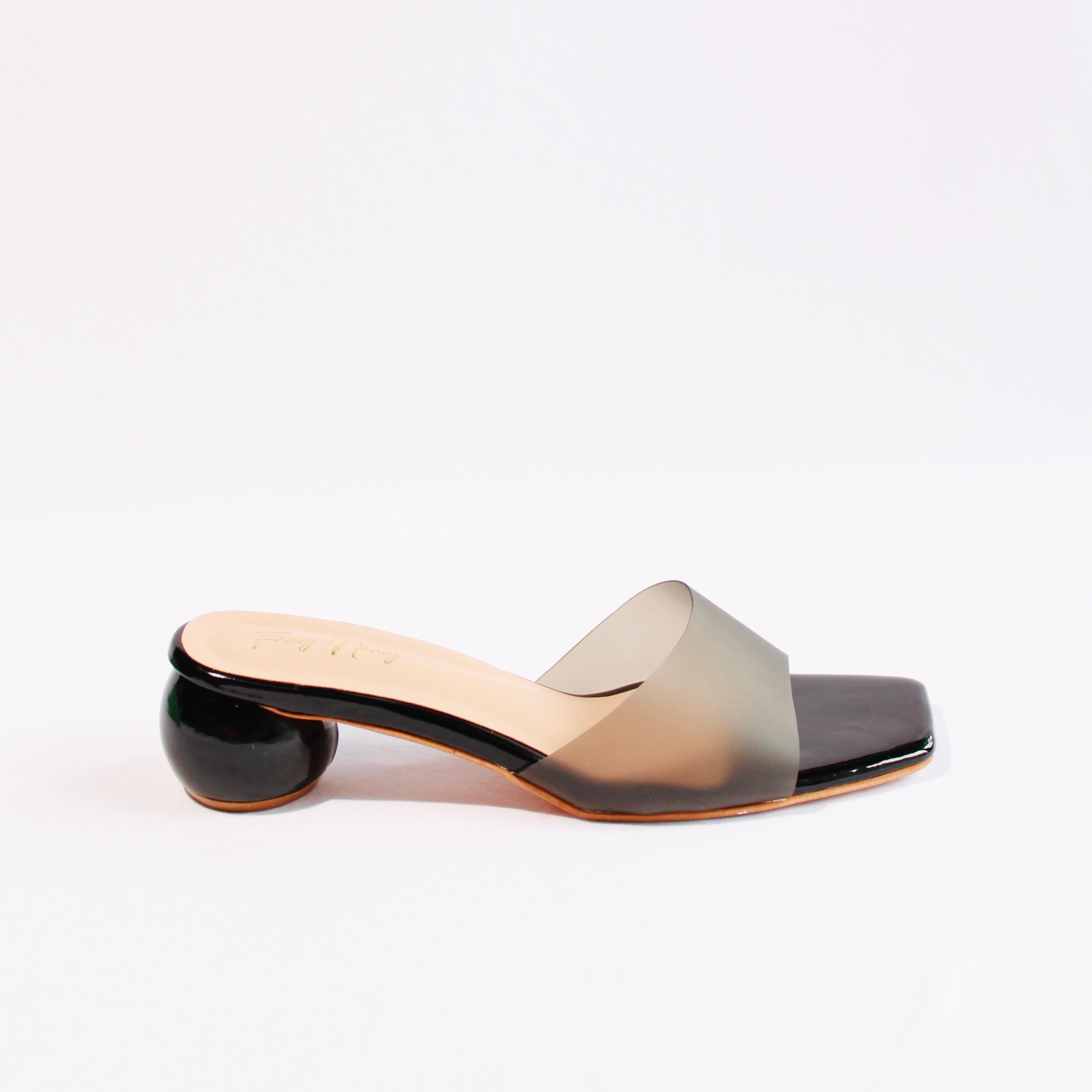 Round Heel Mules - Black