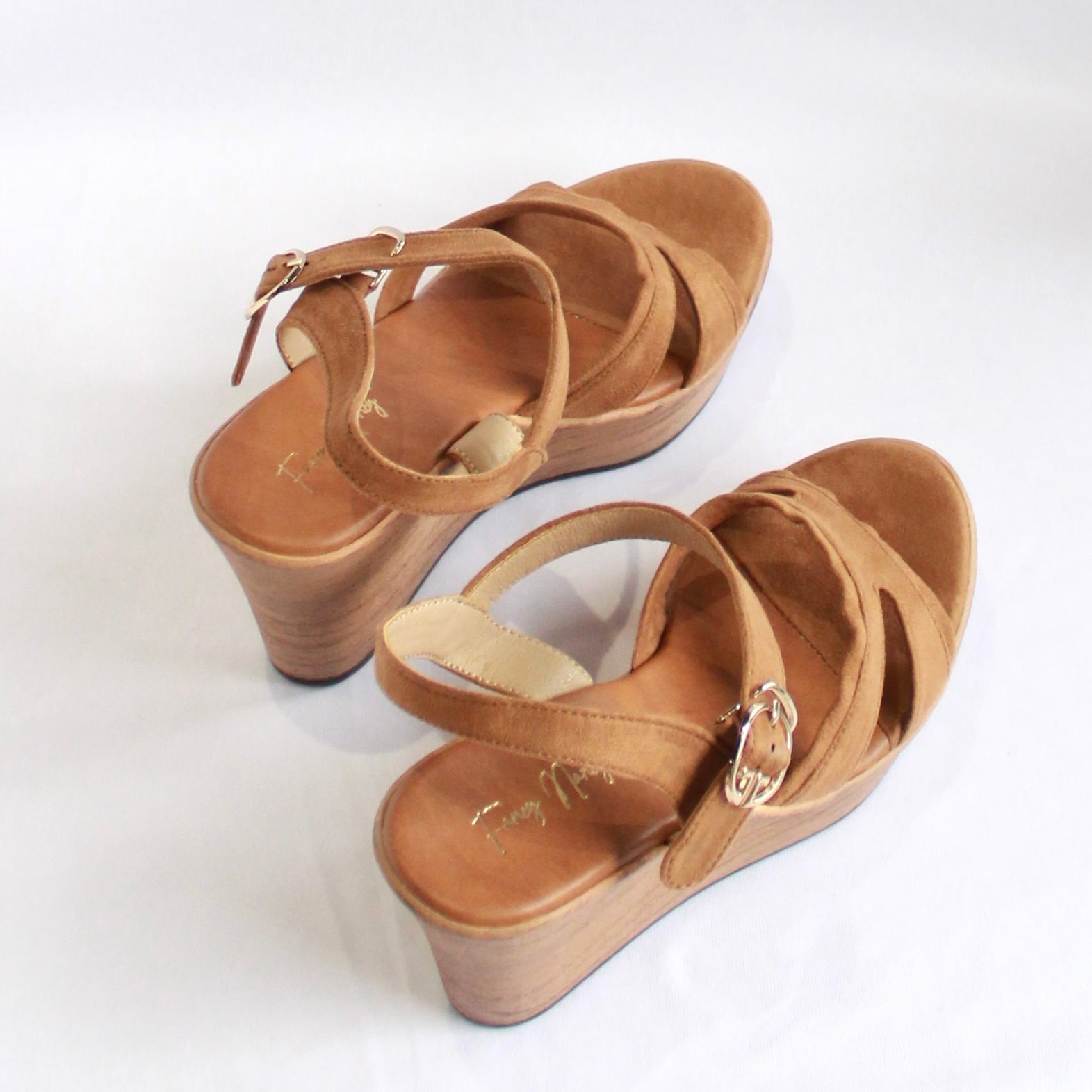 Buckle Strap Wedges - Nude