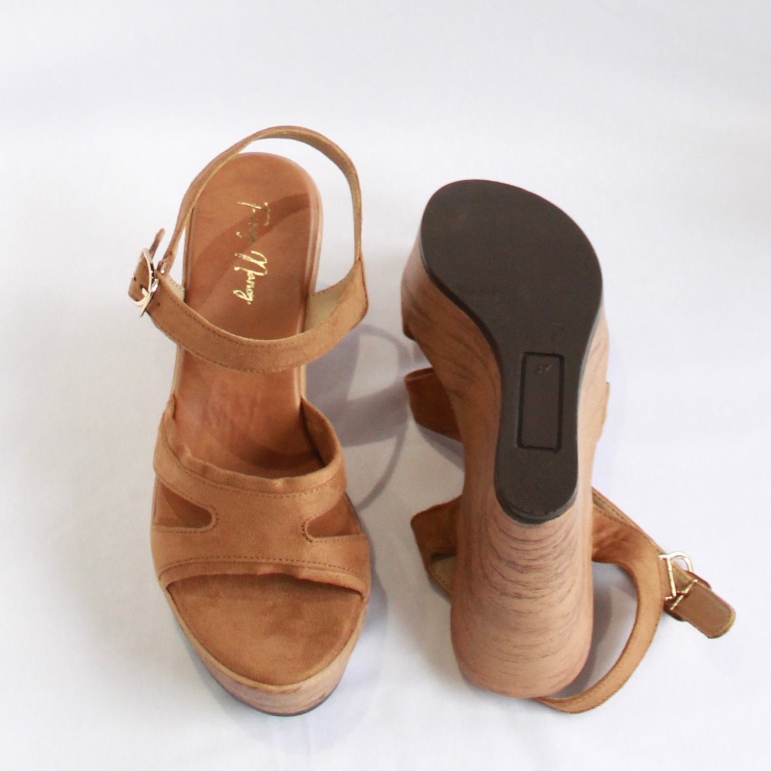 Buckle Strap Wedges - Nude