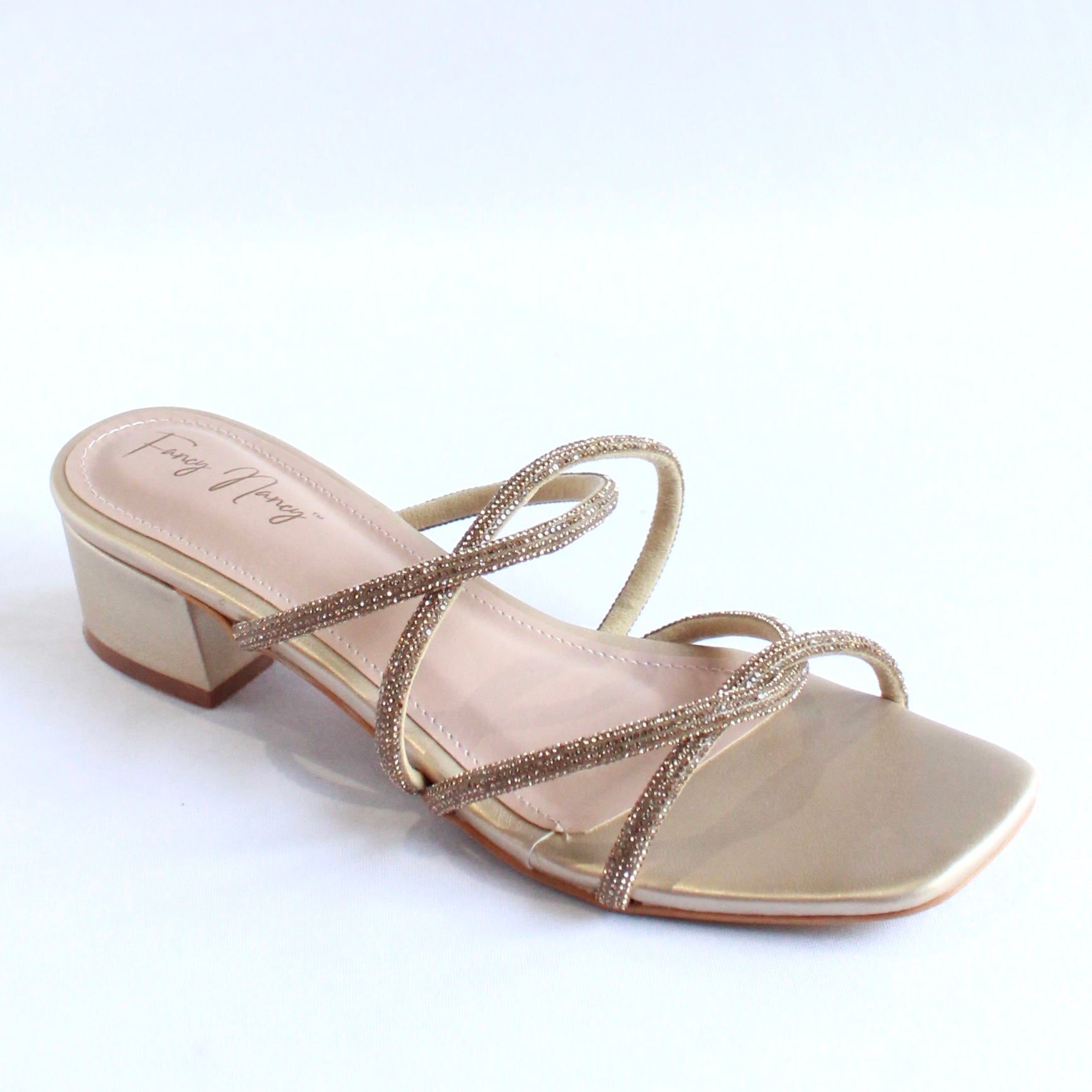 Shimmer Cross Strap Sandals - Gold