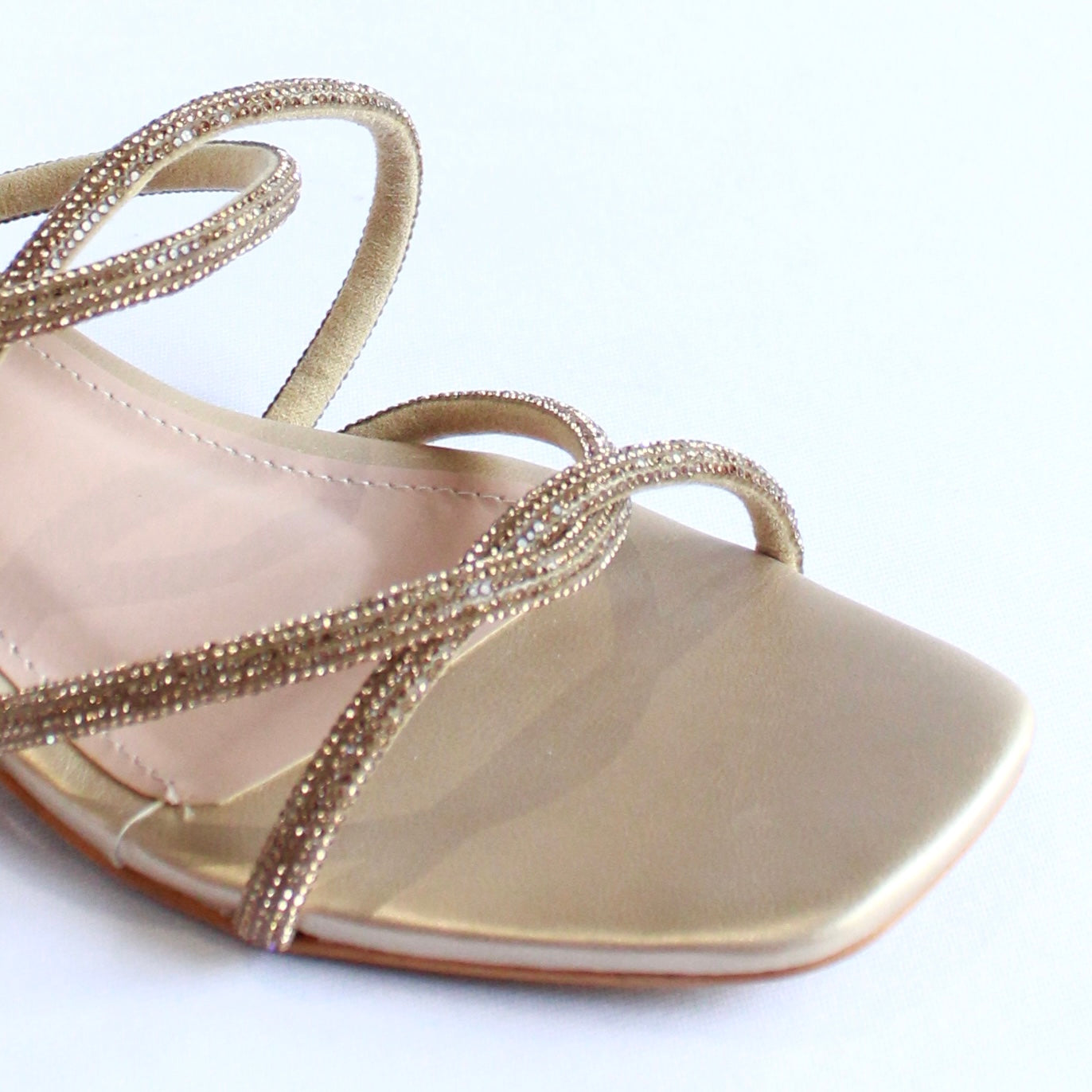 Shimmer Cross Strap Sandals - Gold