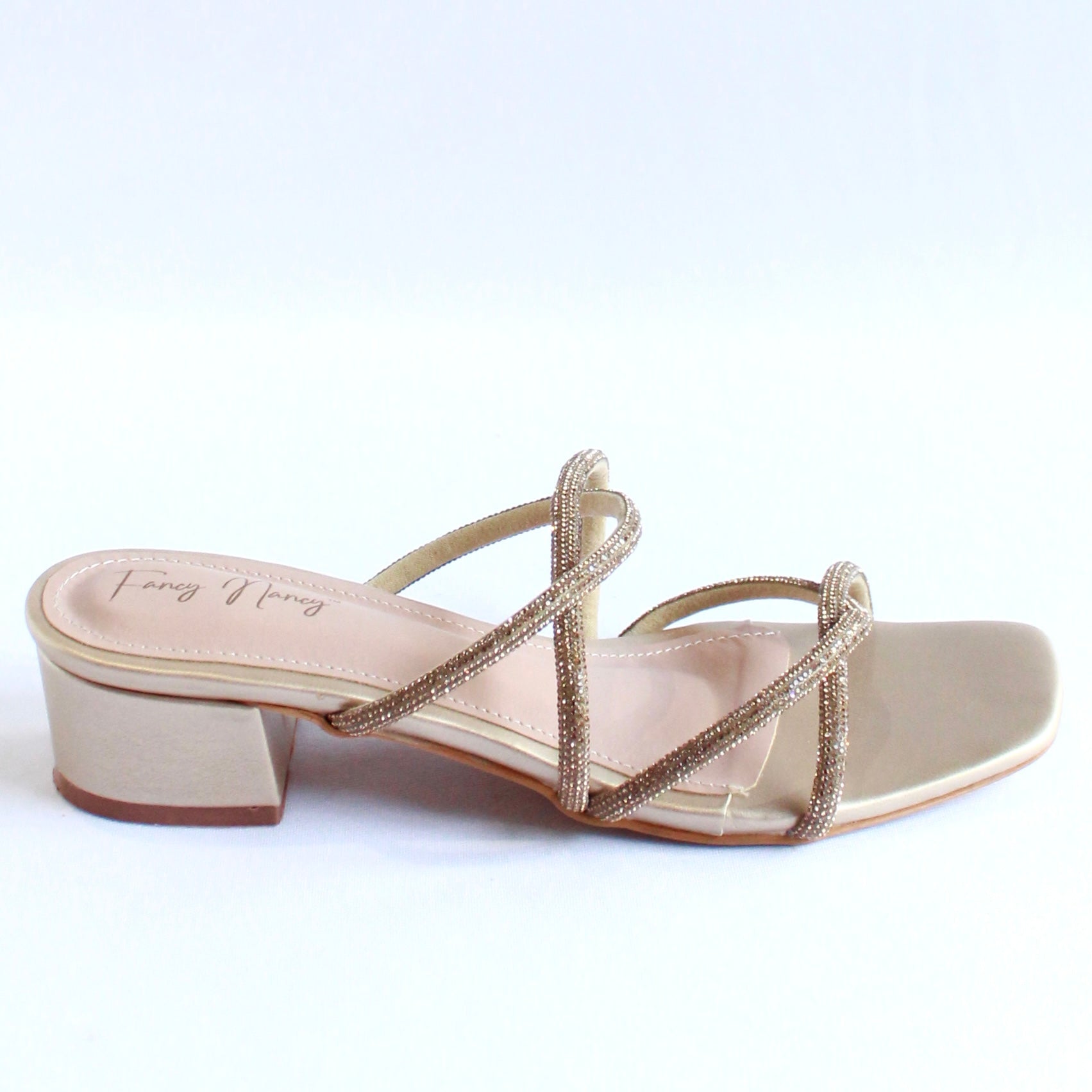 Shimmer Cross Strap Sandals - Gold