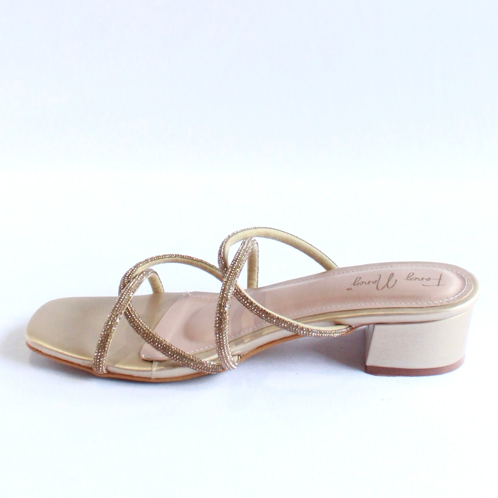 Shimmer Cross Strap Sandals - Gold