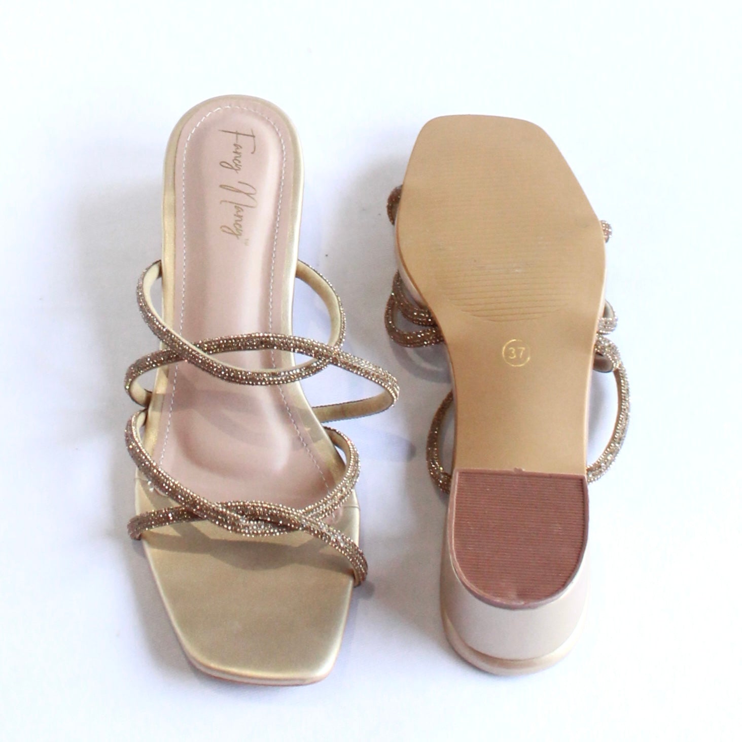 Shimmer Cross Strap Sandals - Gold