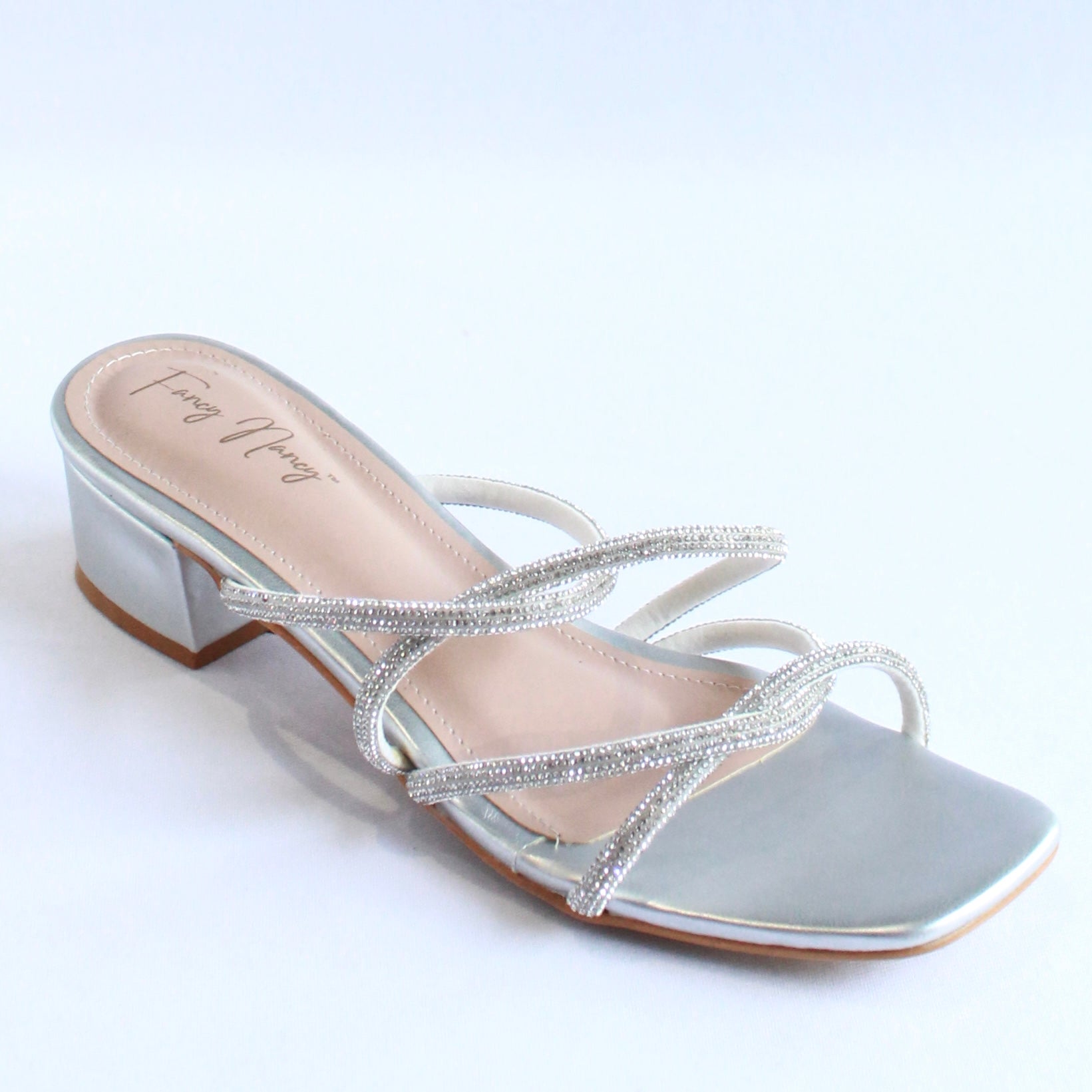 Shimmer Cross Strap Sandals - Silver