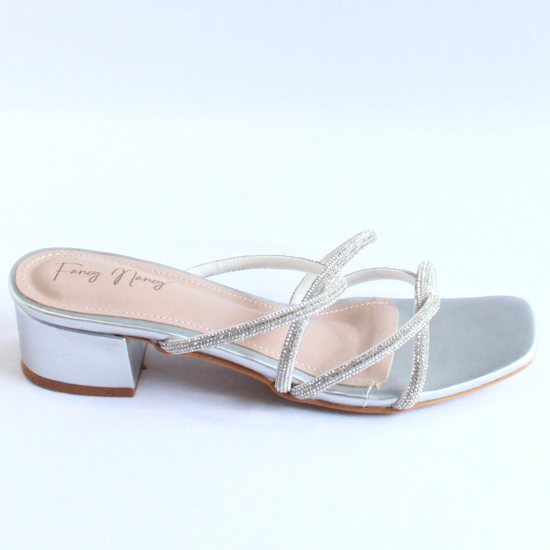 Shimmer Cross Strap Sandals - Silver