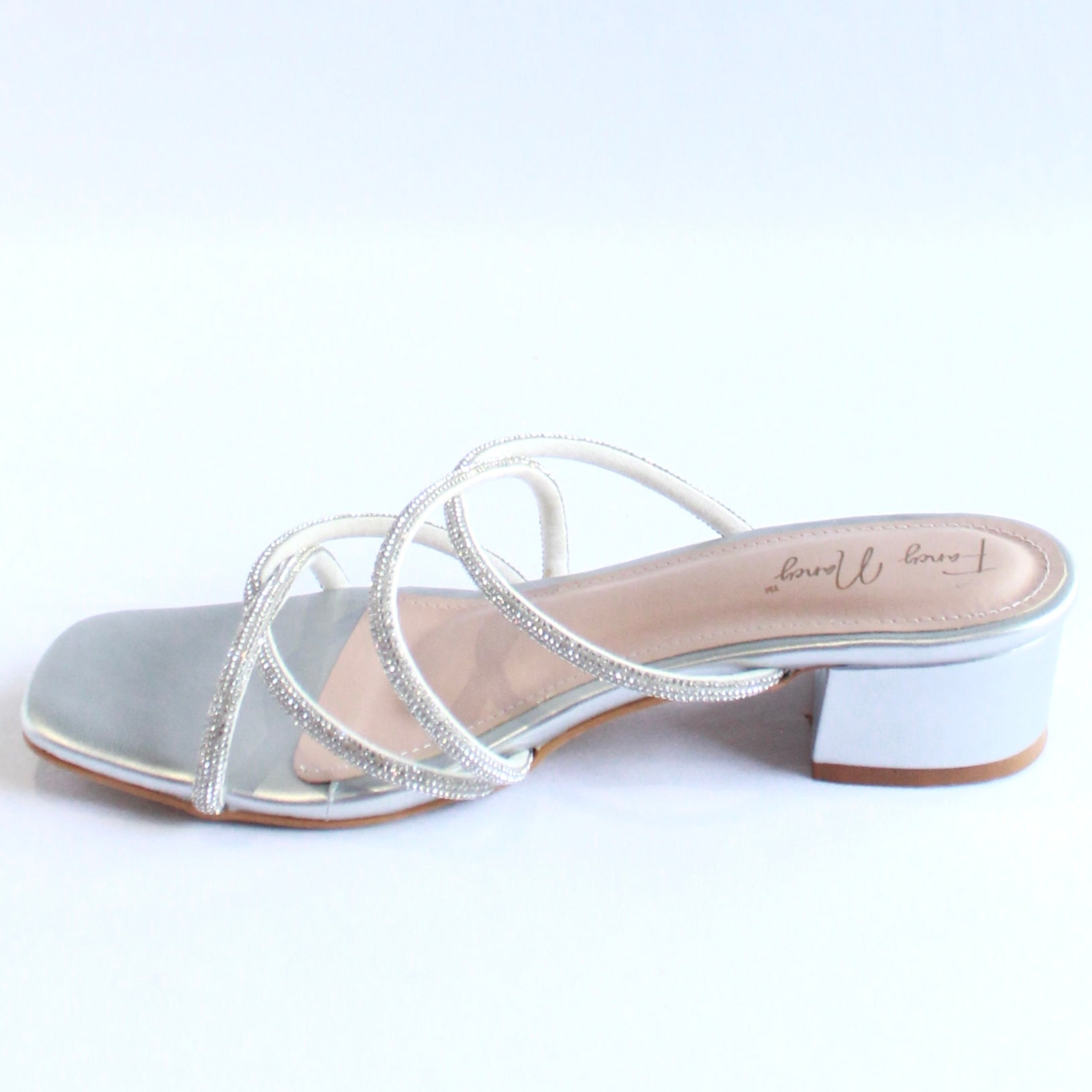 Shimmer Cross Strap Sandals - Silver