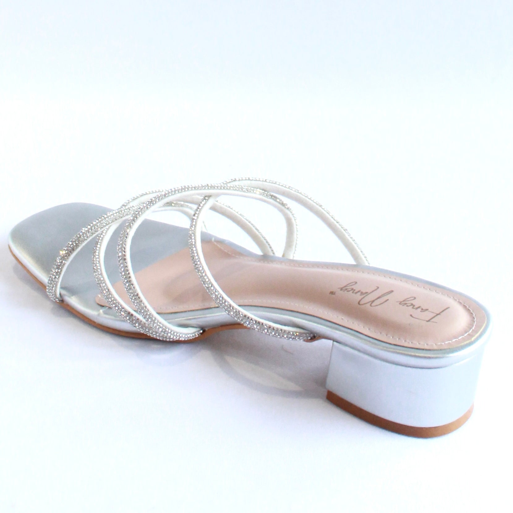 Shimmer Cross Strap Sandals - Silver