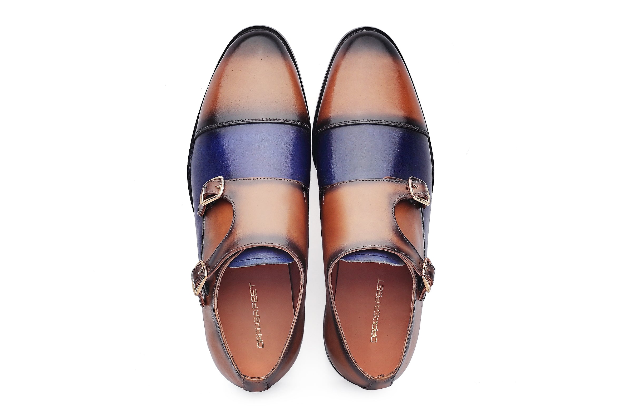 Baldwin Monk Straps - Tan/Blue - Dapperfeet