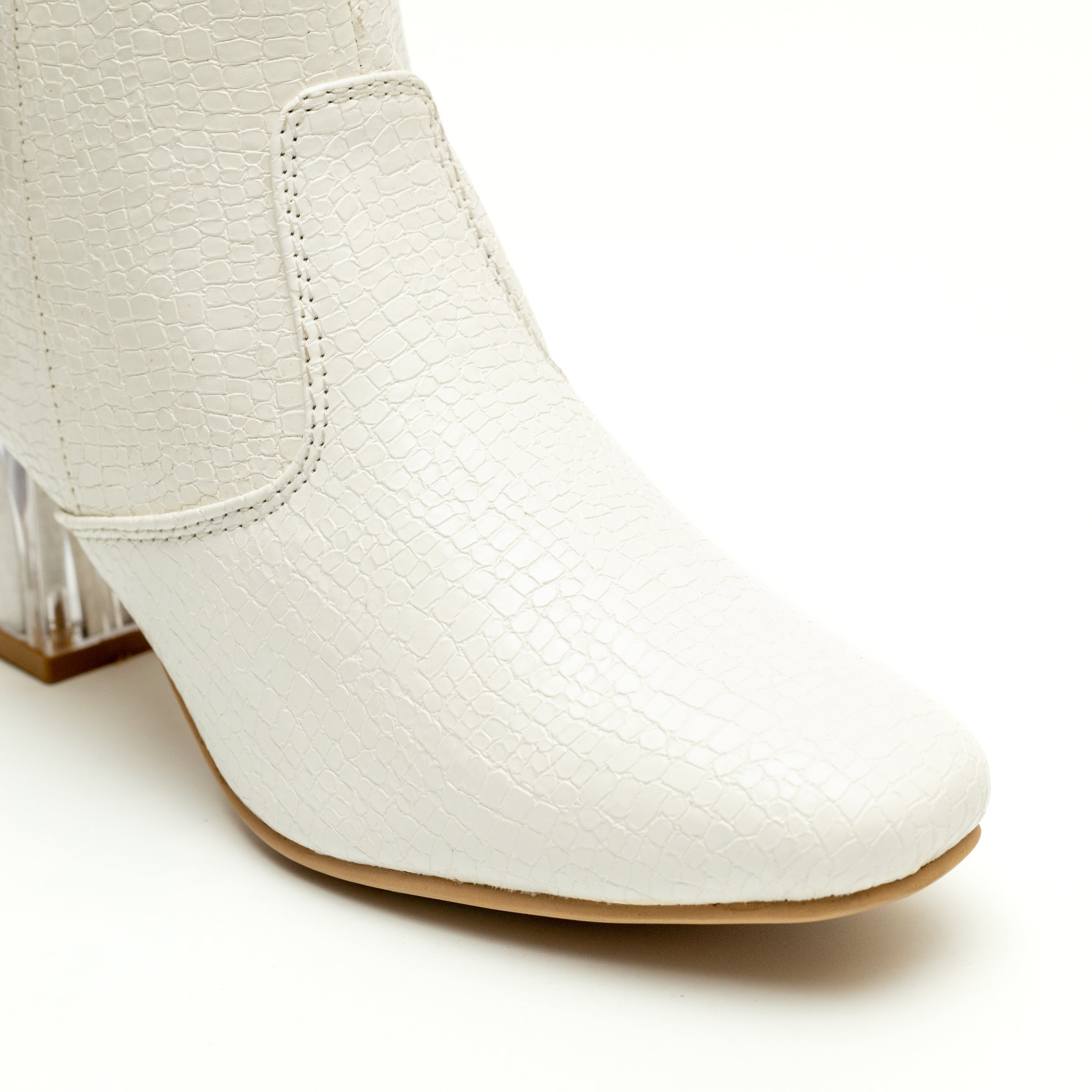 Women PU Leather Stacked Block Heel Western Cowboy Ankle Zip Up Boots (White  / 7) - Walmart.com